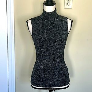 T Tahari Mock Neck Glitter Top